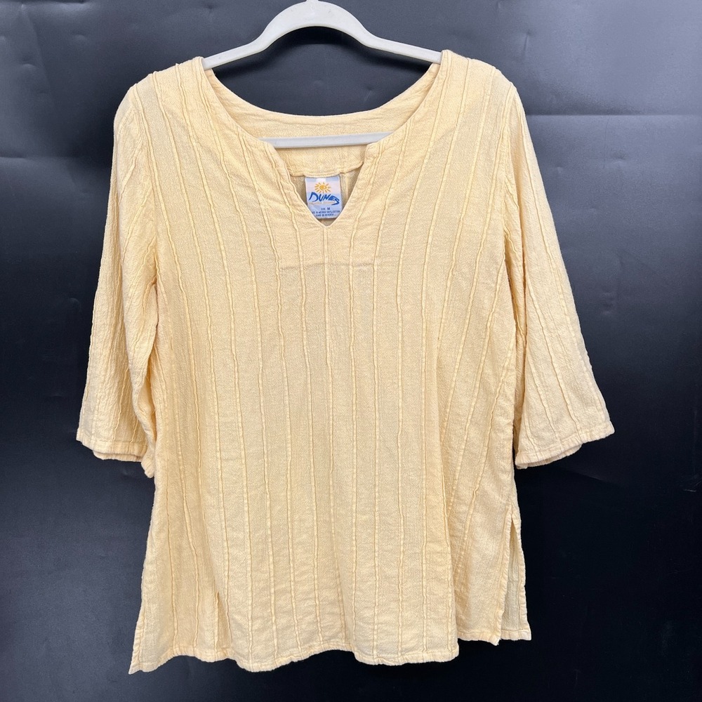 Dunes Relaxed fashion 100% cotton boho lagenlook beachy top butter yellow M